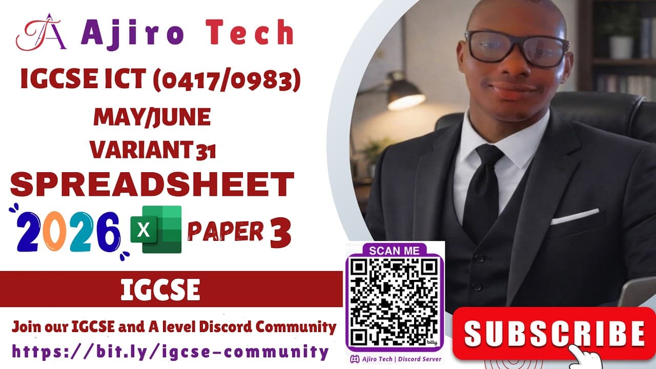 IGCSE ICT (0417/0983) - SPREADSHEET (DATA ANALYSIS)