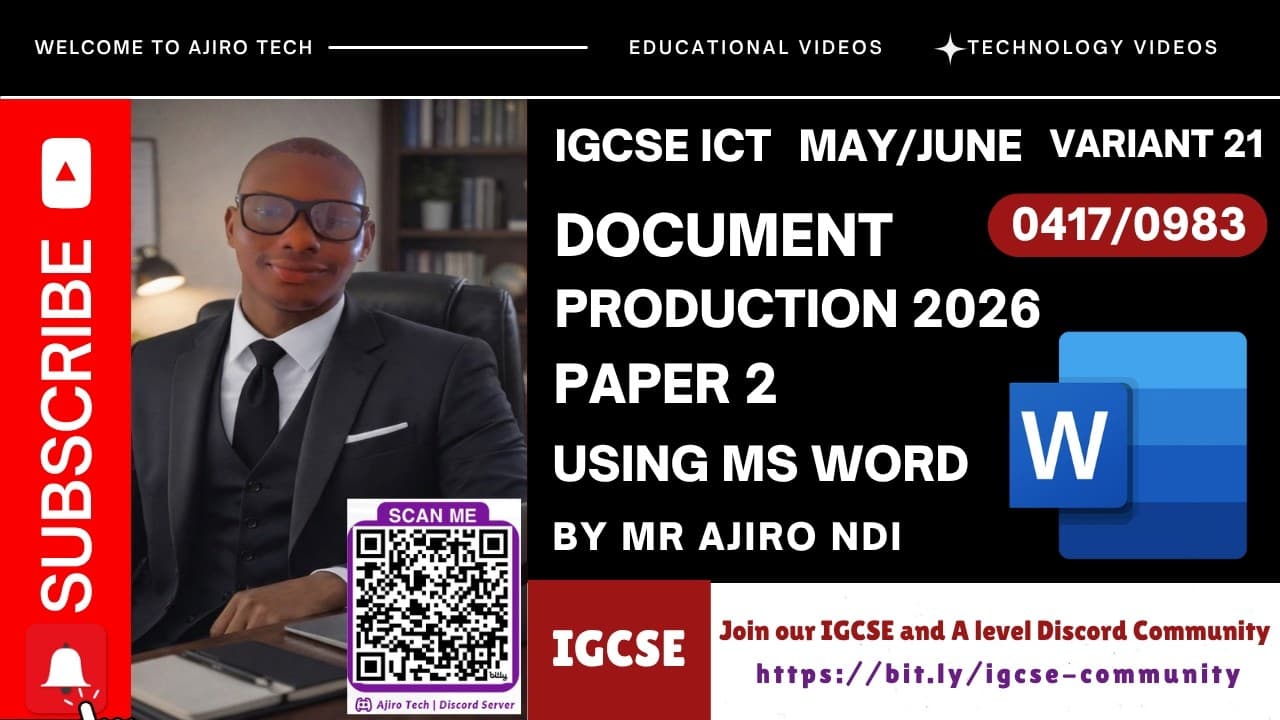 IGCSE ICT (0417/0983) - DOCUMENT PRODUCTION