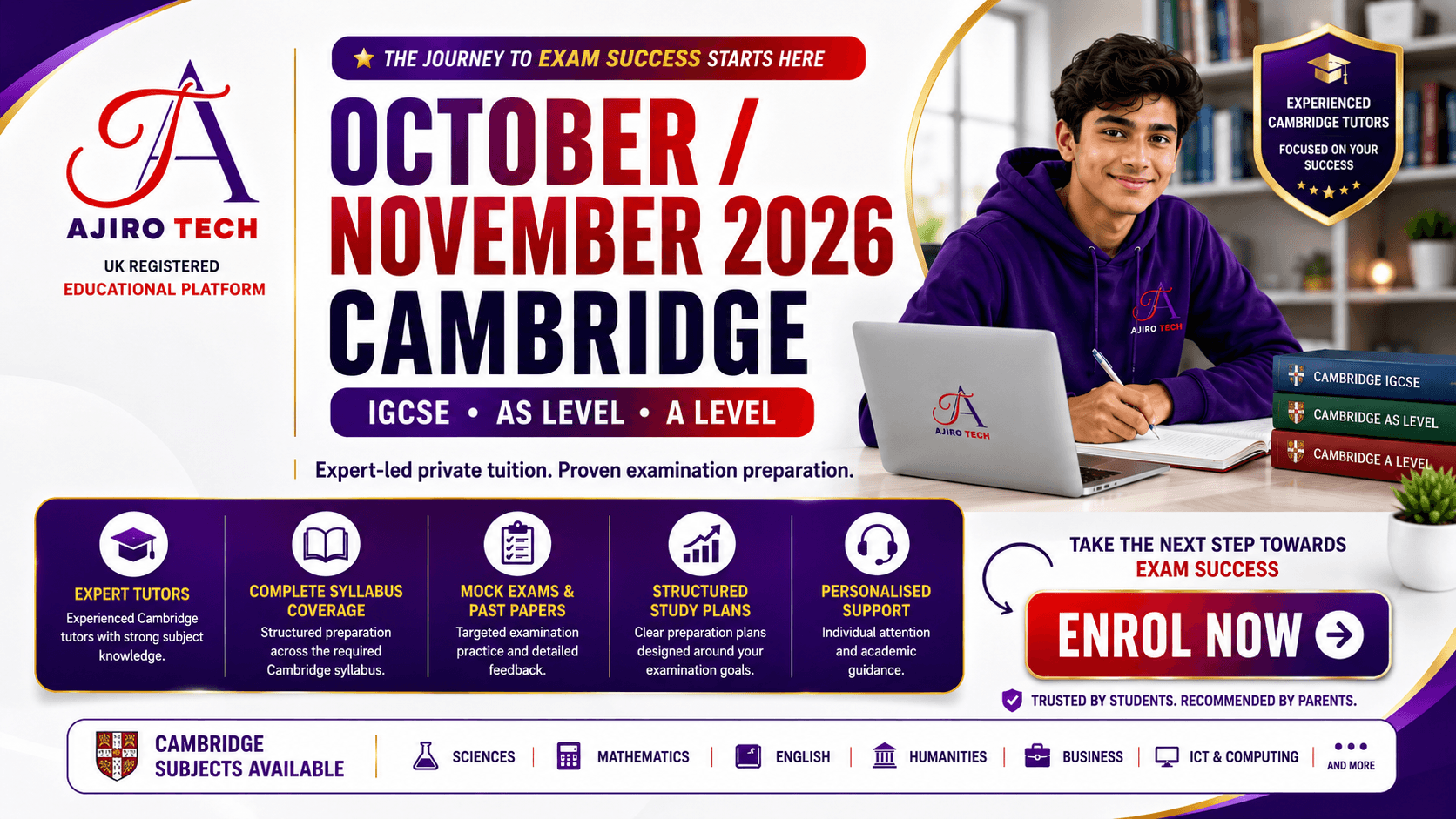 Cambridge October/November examination series preparation at Ajiro Tech