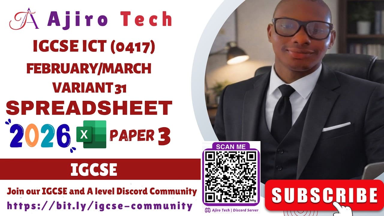 IGCSE ICT (0417/0983) - SPREADSHEET (DATA ANALYSIS)
