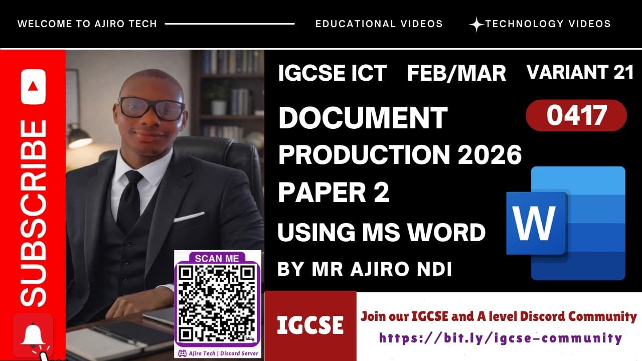 IGCSE ICT (0417/0983) - DOCUMENT PRODUCTION